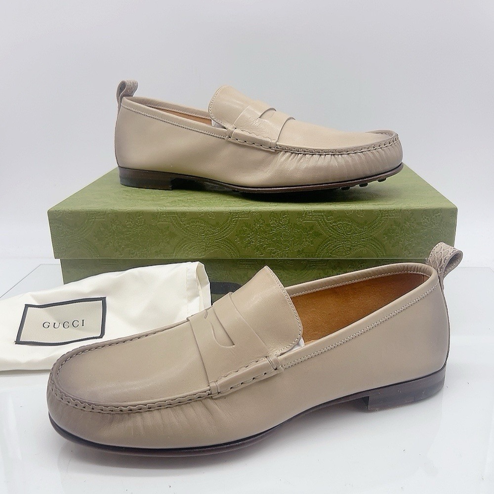 Gucci Women's Slip On Loafers Flats Tan Leather Size UK 6 US 9 - Picture 1 of 14